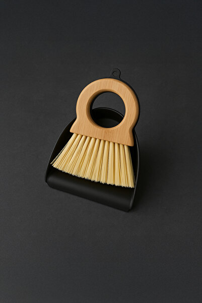 Vadi مجموعة فرشاة مستديرة مع مجرفة بلاستيكية مريحة ومقبض من الخيزران المريح