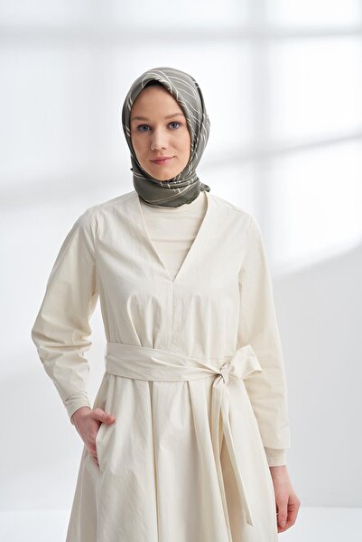 ARMANDA Двосторонній шарф з мармуровим візерунком з шовку 4309-Лляно-зелений