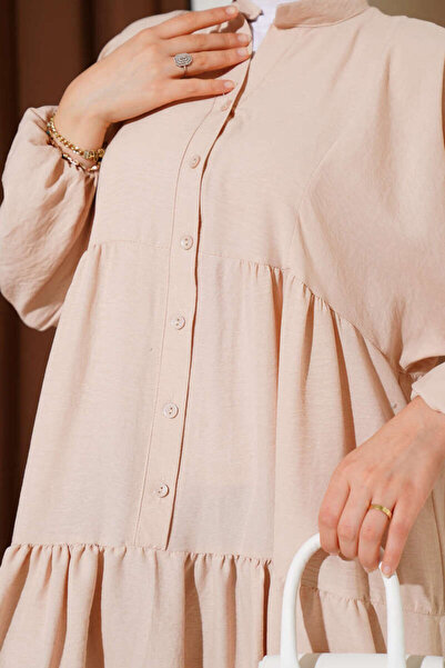 VOLT CLOTHİNG Judge Collar Half Button Placket Dress