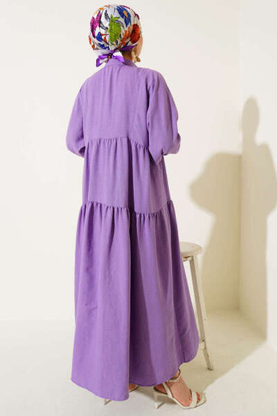 VOLT CLOTHİNG Judge Collar Half Button Placket Dress