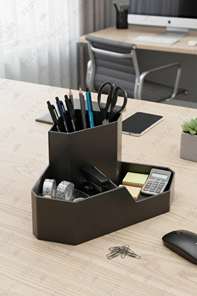 Fesya Home Corner Triangle Desk Top Organizer - Office, Home and Study Desk Organizer Black