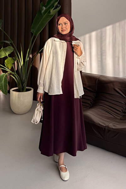 LOCCO Γυναικείο φόρεμα με μηδενικό μανίκι μπορντό