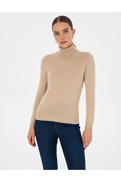 Pierre Cardin Beige Slim Fit Turtleneck Basic Sweater 50315747-Vr011