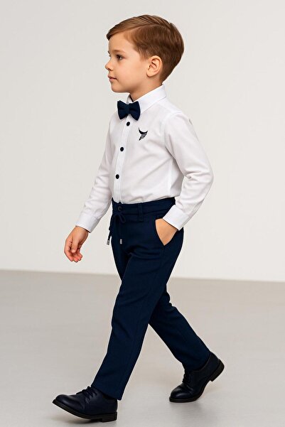 Esterella Boy's Special Day/ Embroidery Shirt Pants Bow Tie Suit/Double Leg Lace-Up Pants