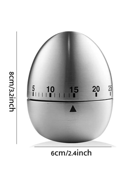 Danex Cronometru de bucătărie, rabatabil, mecanic, formă de ou, oțel inoxidabil, cronometru 60 min, 8 x 6 cm, argintiu