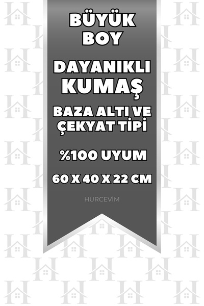 teknotrust 8'li Gri Kapitoneli Büyük Boy Hurç Seti, Baza ve Çekyat Altı İçin 60x40x22 cm