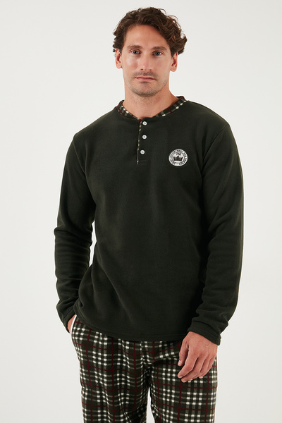 Buratti Regular Fit Crew Neck Winter Soft Textured Fleece Pajama Set Men's PAJAMA SET 6096