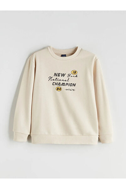 LC Waikiki Hanorac pentru băiat LCW ECO Bej cu guler rotund