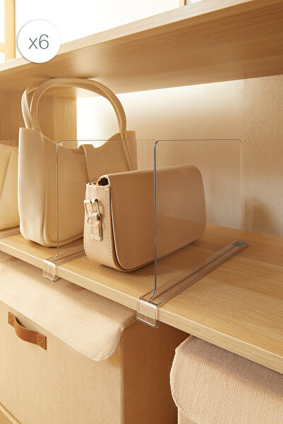 Ocean Home Textile 6 Adet Çok Amaçlı Şeffaf Akrilik Çanta Raf Düzenleyici Set 20x30x0.29