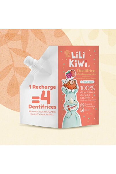 LILIKIWI Rezervă pastă de dinți naturală pentru copii, aromă zmeură & litchi,...