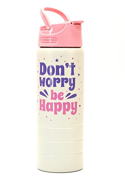 Telvesse Stainless 304 Steel Water Bottle Motivational Water Bottle with Straw 304 Steel Water Bottle Pink 750 ml 1156