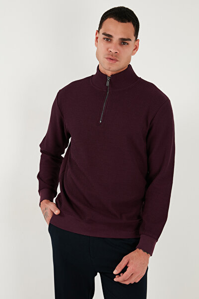 Buratti Cotton Regular Fit Half Zipper Stand Collar Sweat Men's Sweat 5905716