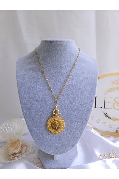 LE&DA Accessory Gemici Kilitli Kolye,Altın Takılan kolye,Çelik Ataç Zincirli (Altın fiyata dahil değildir)