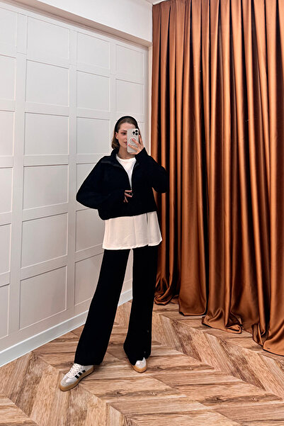 Stilife Aura Üçlü Triko Takım Siyah