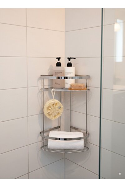 Butcher Homeist 2 Katlı Paslanmaz Çelik Oval Krom Banyo Rafı – Duvara Monte, ...