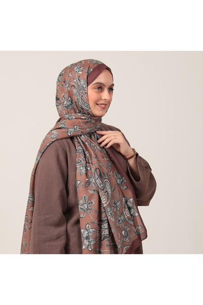 ipekistanbul Şal din mătase de bumbac - Model floral Paisley - Scorțișoară