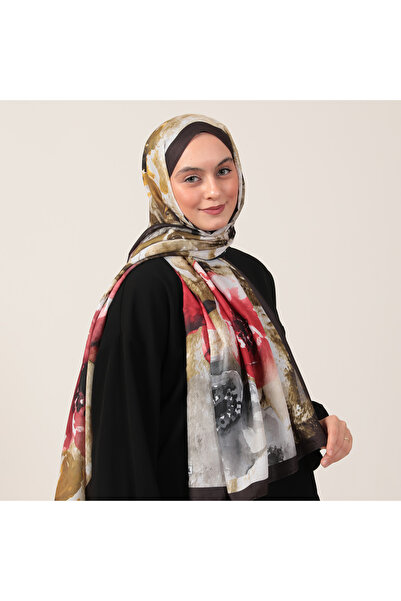 ipekistanbul شال من القطن والحرير - نمط هاتمي - أخضر زيتوني