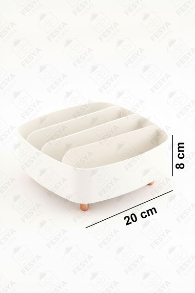 Fesya Home Bella 4-Compartment Desktop Organizer – White Minimalist Organizer