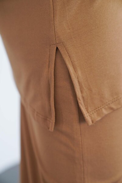 penyebizden Viscose Tunic & Skirt Set-Cinnamon