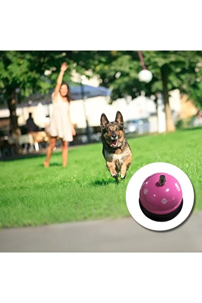 Flippy Multifunctional Metal Bell, Flippy, Pink with White Paw Print, 7.5x7.5x6.5 cm,Reception, Restaurants
