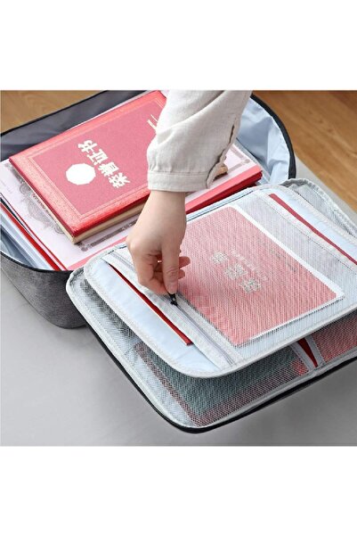 easybox Flippy Document Storage Bag, 5 Compartments, Security Code, Waterproof, 37x27x20 cm, Blue