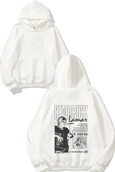 THEWERT سويت شيرت بقلنسوة أبيض اللون بتصميم ظهر مطبوع من كيندريك لامار 1