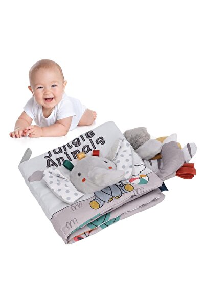 Flippy Sensory Book for Babies, 15x16x6 cm, 3D Animals, Sounds & Crinkles, 0-3 yrs, Elephant Model,