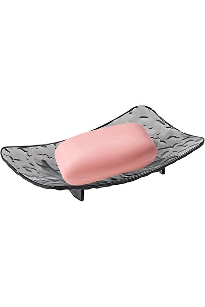 Flippy Plastic Soap Dish, 15 x 9 cm, with Water Drainage, Modern Design, Gray