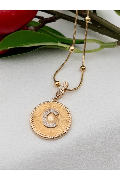 Siya Silver Özel Seri Kararmaz Çelik Zirkon Taşlı Dorika Zincirli Harfli Koly...