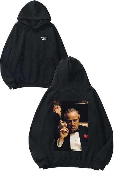 THEWERT Vito Corleone 1 Design Back Printed Black Hooded Sweatshirt