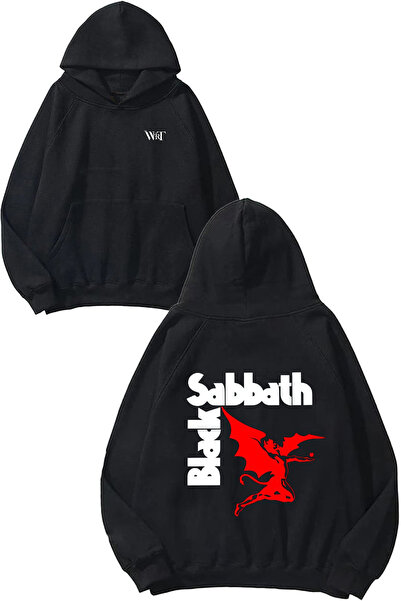 THEWERT Black Sabbath 1 Дизайн с печат на гърба Черна суитшърт с качулка