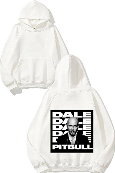 THEWERT سويت شيرت أبيض بقلنسوة مطبوع عليه تصميم بيتبول على الظهر