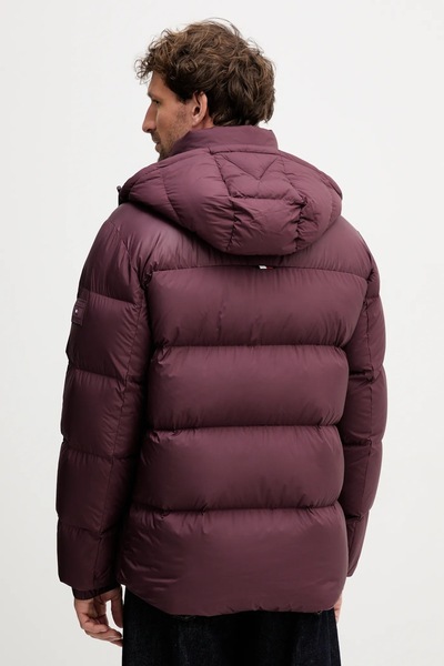 Tommy Hilfiger Erkek Normal Kalıp Kapitone Desenli Kuş Tüyü Dolgulu Isı Yalıtımlı Kapüşonlu Bordo Mont MW0MW40613-X
