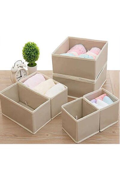 Flippy Drawer Organizer, Flippy, 3 Sizes, for Underwear, T-Shirts, Socks, 6 Pieces, Foldable, Fabric, White