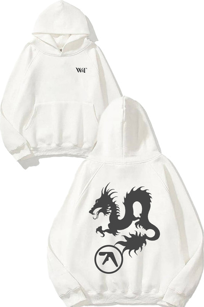 THEWERT Aphex Twin 5 Дизайн С качулка, с печат на гърба, бяла