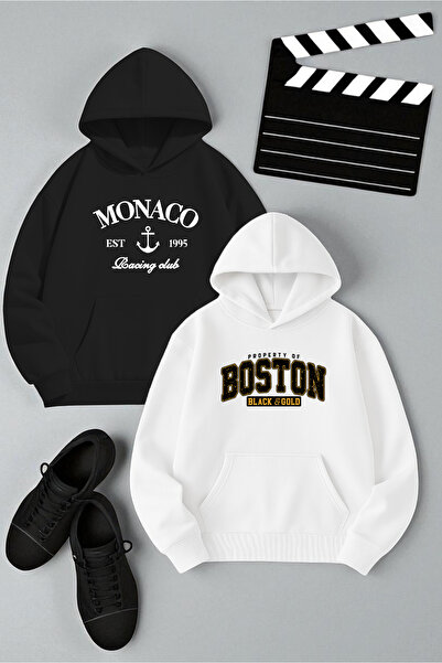 uyguntarz Πακέτο ευκαιρίας 2 τεμαχίων με φούτερ με κουκούλα με στάμπα Unisex Design