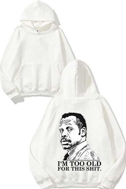 THEWERT سويت شيرت أبيض بقلنسوة مطبوع عليه تصميم داني جلوفر على الظهر