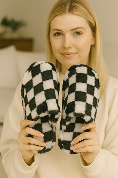 Moda Frato Pack of 3 Checkered Indoor Women's Slippers Home Slippers