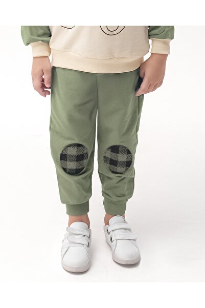 Bolly Baby Bear Printed Plaid Appliqued Long Sleeve Seasonal Top and Bottom Boys' Set