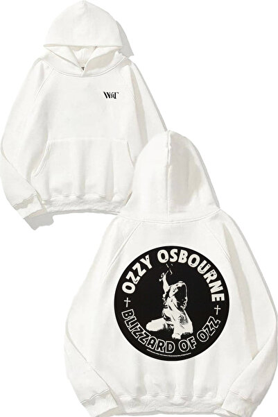 THEWERT Ози Озбърн Дизайн Бяла суитшърт с качулка и печат на гърба