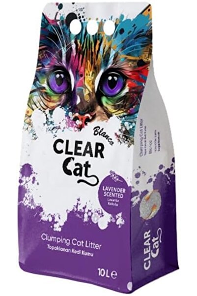 Clear Cat Blanco رمل قطط متكتّل برائحة اللافندر، 10 لتر، بنتونيت أبيض طبيعي 1...