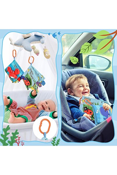 Flippy Sensory Baby Book, 15x16x4 cm, 3D Animals, Sounds & Crinkles, 0-3 yrs, Crab, Multicolor