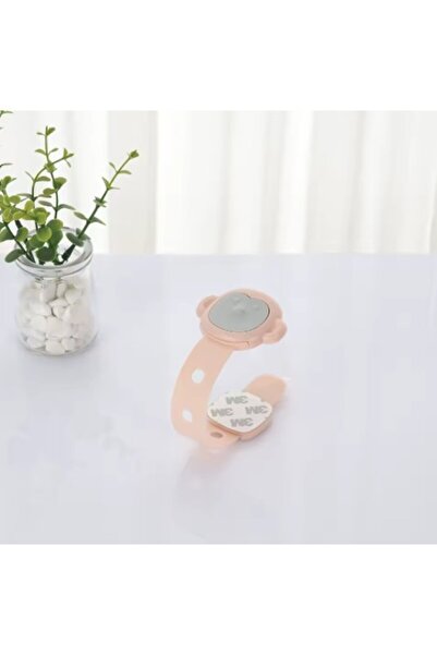 Flippy Safety Lock for Doors and Drawers, Flippy, Double Locking System, Adhesive, Monkey Model, Pink
