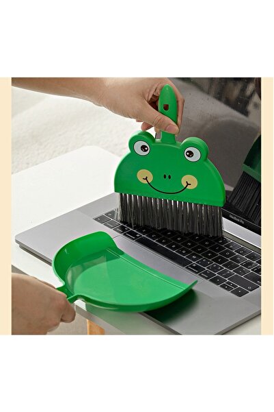 Flippy Mini Broom, Dustpan, Flippy, Household Use, Frog Model, 23 x 18 cm, Green