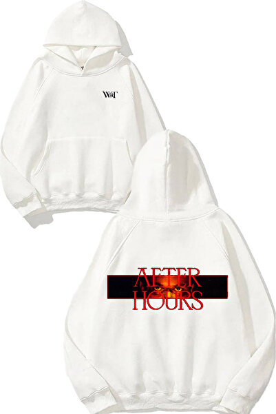 THEWERT Hanorac alb cu glugă cu imprimeu pe spate The Weeknd After Hours 3 Design