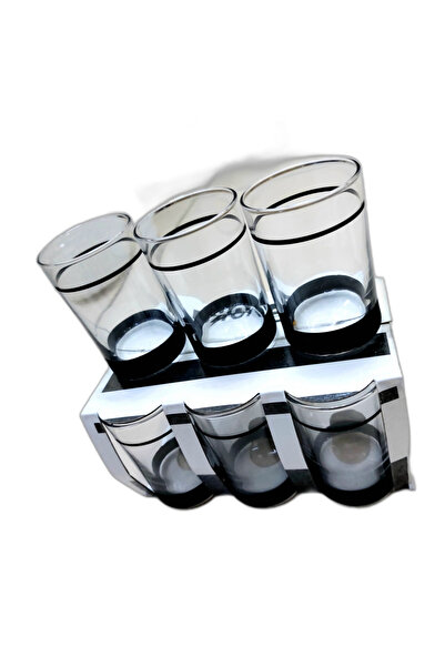 evoks Metalik Siyah Dekorlu Kahve Yanı Su Bardağı