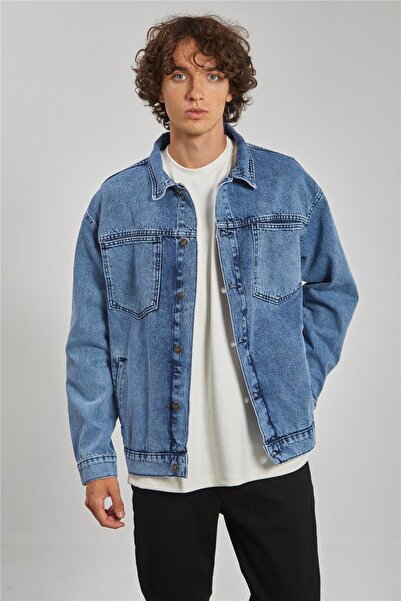 BARRELS AND OIL Regular Fit Denim Erkek Ceket - Mavi Kar Y.