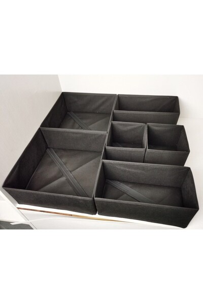 Flippy Drawer Organizer, Flippy, 3 Sizes, for Underwear, T-Shirts, Socks, 6 Pieces, Foldable, Fabric, Black