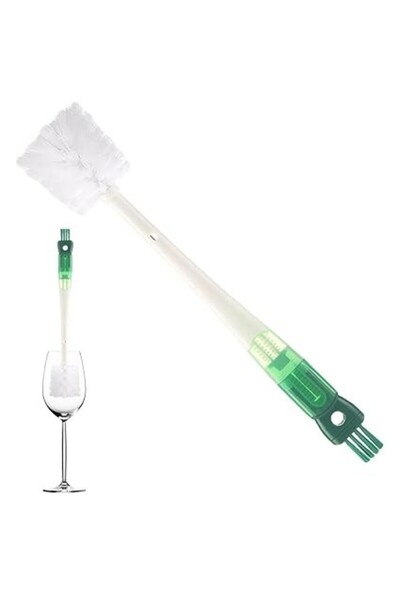 Flippy Brush for Cleaning Glasses, Mugs, Bottles, Flippy, Long Handle, Easy to Hang, 36x7x7cm, Green-White