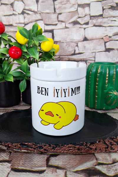 qoeuyl boutique I'M Fine Duck Printed Funny Gift Ceramic Lidless Odorless Ashtray